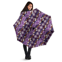 Polynesian Monstera Tiare Floral Umbrella Lavender Tropical Plaid LT01 - Polynesian Pride