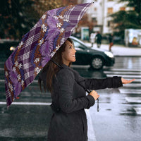 Polynesian Monstera Tiare Floral Umbrella Lavender Tropical Plaid LT01 - Polynesian Pride