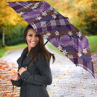 Polynesian Monstera Tiare Floral Umbrella Lavender Tropical Plaid LT01 - Polynesian Pride