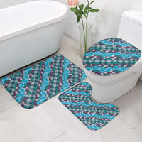 Polynesian Monstera Tiare Floral Bathroom Set Dark Teal Tropical Plaid LT01 - Polynesian Pride