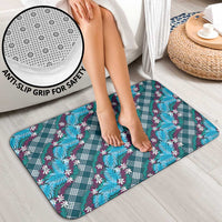 Polynesian Monstera Tiare Floral Bathroom Set Dark Teal Tropical Plaid LT01 - Polynesian Pride