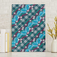 Polynesian Monstera Tiare Floral Canvas Wall Art Dark Teal Tropical Plaid LT01 Without Frame Teal - Polynesian Pride