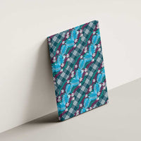 Polynesian Monstera Tiare Floral Canvas Wall Art Dark Teal Tropical Plaid LT01 - Polynesian Pride