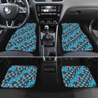 Polynesian Monstera Tiare Floral Car Mats Dark Teal Tropical Plaid LT01 Set 4pcs Teal - Polynesian Pride