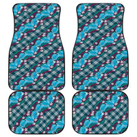 Polynesian Monstera Tiare Floral Car Mats Dark Teal Tropical Plaid LT01 - Polynesian Pride