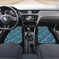 Polynesian Monstera Tiare Floral Car Mats Dark Teal Tropical Plaid LT01 Set 2pcs - Front Teal - Polynesian Pride