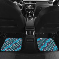Polynesian Monstera Tiare Floral Car Mats Dark Teal Tropical Plaid LT01 Set 2pcs - Back Teal - Polynesian Pride