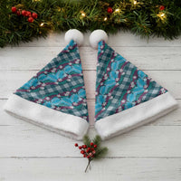 Polynesian Monstera Tiare Floral Christmas Santa Hat Dark Teal Tropical Plaid LT01 - Polynesian Pride