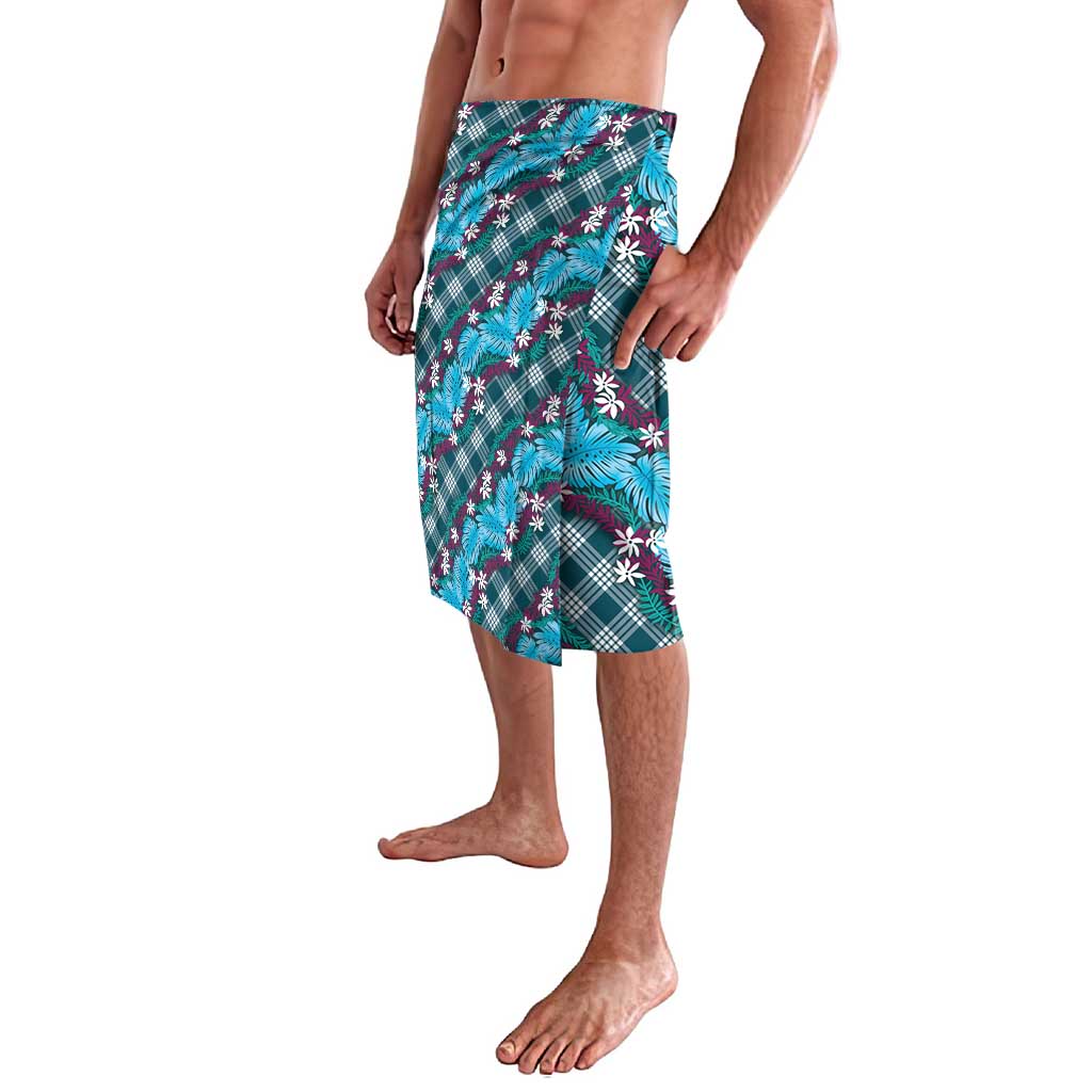 Polynesian Monstera Tiare Floral Lavalava Dark Teal Tropical Plaid LT01 - Polynesian Pride