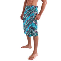 Polynesian Monstera Tiare Floral Lavalava Dark Teal Tropical Plaid LT01 - Polynesian Pride