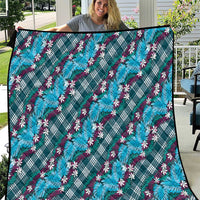 Polynesian Monstera Tiare Floral Quilt Dark Teal Tropical Plaid LT01 Teal - Polynesian Pride