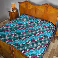 Polynesian Monstera Tiare Floral Quilt Dark Teal Tropical Plaid LT01 - Polynesian Pride