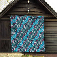 Polynesian Monstera Tiare Floral Quilt Dark Teal Tropical Plaid LT01 - Polynesian Pride