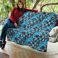 Polynesian Monstera Tiare Floral Quilt Dark Teal Tropical Plaid LT01 - Polynesian Pride