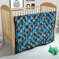 Polynesian Monstera Tiare Floral Quilt Dark Teal Tropical Plaid LT01 - Polynesian Pride