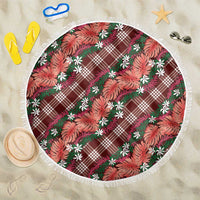 Polynesian Monstera Tiare Floral Beach Blanket Burgundy Tropical Plaid LT01 One Size 150cm Red - Polynesian Pride
