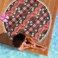Polynesian Monstera Tiare Floral Beach Blanket Burgundy Tropical Plaid LT01 - Polynesian Pride