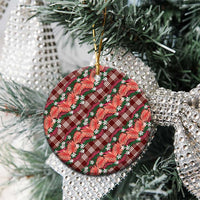 Polynesian Monstera Tiare Floral Ceramic Ornament Burgundy Tropical Plaid LT01 - Polynesian Pride