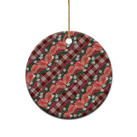 Polynesian Monstera Tiare Floral Ceramic Ornament Burgundy Tropical Plaid LT01 - Polynesian Pride