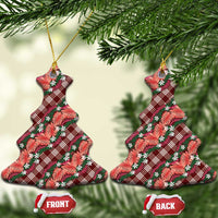Polynesian Monstera Tiare Floral Ceramic Ornament Burgundy Tropical Plaid LT01 Christmas Tree Red - Polynesian Pride