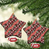 Polynesian Monstera Tiare Floral Ceramic Ornament Burgundy Tropical Plaid LT01 Star Red - Polynesian Pride