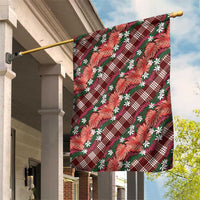 Polynesian Monstera Tiare Floral Garden Flag Burgundy Tropical Plaid LT01 House Flag Red - Polynesian Pride