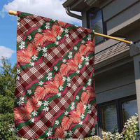 Polynesian Monstera Tiare Floral Garden Flag Burgundy Tropical Plaid LT01 - Polynesian Pride