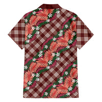 Polynesian Monstera Tiare Floral Hawaiian Shirt Burgundy Tropical Plaid LT01 - Polynesian Pride