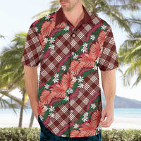Polynesian Monstera Tiare Floral Hawaiian Shirt Burgundy Tropical Plaid LT01 - Polynesian Pride