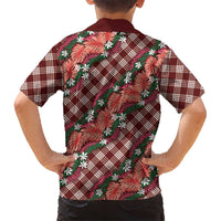 Polynesian Monstera Tiare Floral Hawaiian Shirt Burgundy Tropical Plaid LT01 - Polynesian Pride
