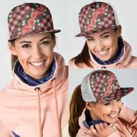 Polynesian Monstera Tiare Floral Mesh Trucker Cap Burgundy Tropical Plaid LT01 - Polynesian Pride