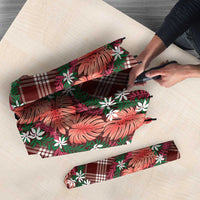 Polynesian Monstera Tiare Floral Umbrella Burgundy Tropical Plaid LT01 - Polynesian Pride