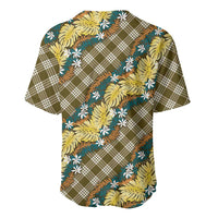 Polynesian Monstera Tiare Floral Baseball Jersey Yellow Tropical Plaid LT01 - Polynesian Pride