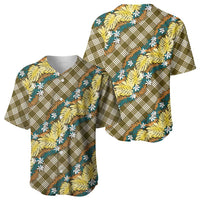 Polynesian Monstera Tiare Floral Baseball Jersey Yellow Tropical Plaid LT01 - Polynesian Pride