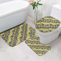 Polynesian Monstera Tiare Floral Bathroom Set Yellow Tropical Plaid LT01 - Polynesian Pride