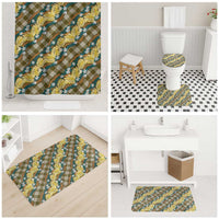 Polynesian Monstera Tiare Floral Bathroom Set Yellow Tropical Plaid LT01 - Polynesian Pride