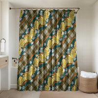 Polynesian Monstera Tiare Floral Bathroom Set Yellow Tropical Plaid LT01 Shower Curtain Only Yellow - Polynesian Pride