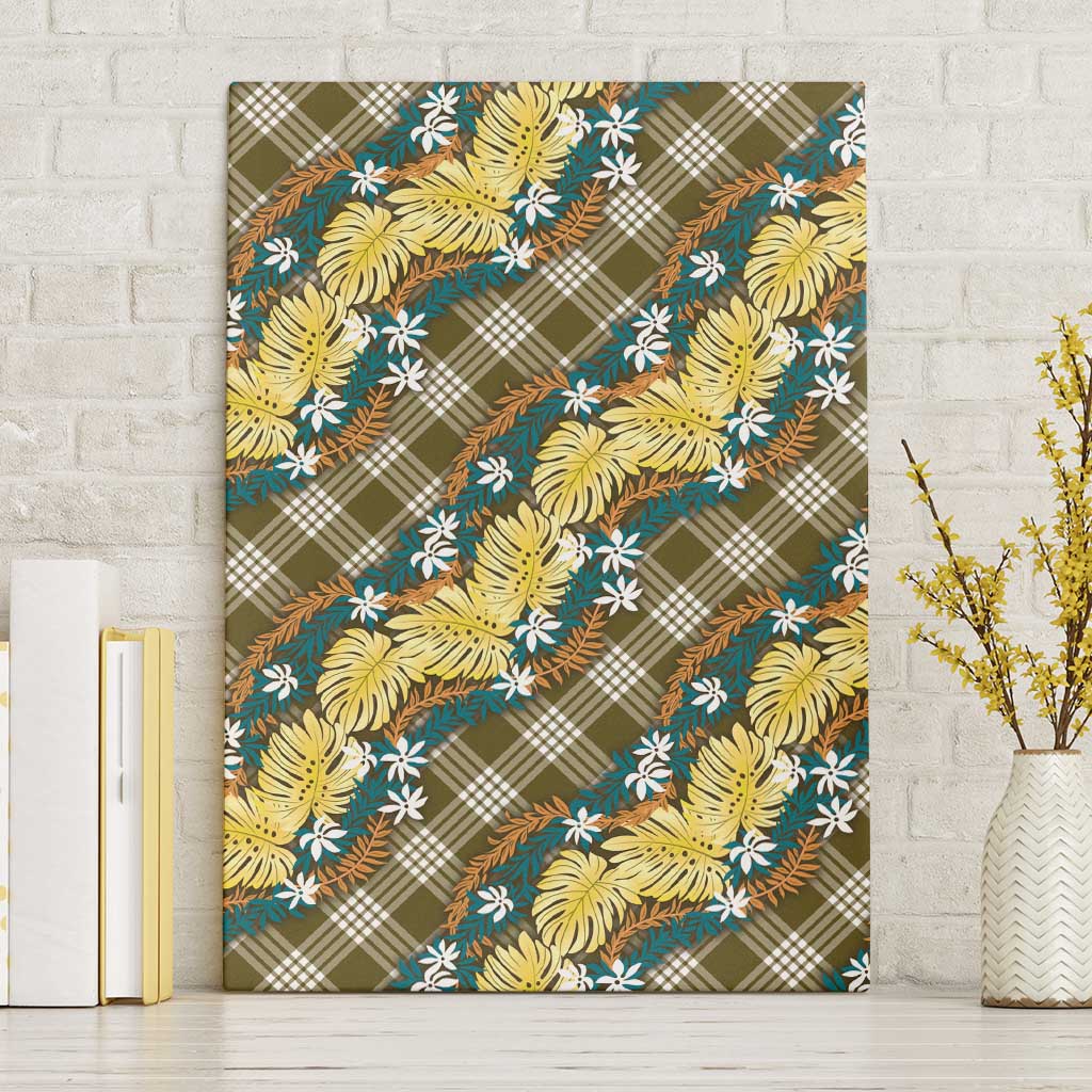 Polynesian Monstera Tiare Floral Canvas Wall Art Yellow Tropical Plaid LT01 Without Frame Yellow - Polynesian Pride