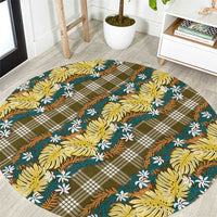 Polynesian Monstera Tiare Floral Round Carpet Yellow Tropical Plaid LT01 Yellow - Polynesian Pride