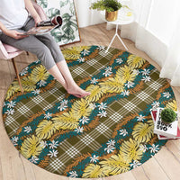 Polynesian Monstera Tiare Floral Round Carpet Yellow Tropical Plaid LT01 - Polynesian Pride