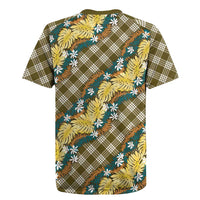 Polynesian Monstera Tiare Floral Rugby Jersey Yellow Tropical Plaid LT01 - Polynesian Pride