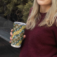 Polynesian Monstera Tiare Floral Tumbler Cup Yellow Tropical Plaid LT01 - Polynesian Pride