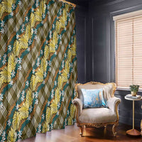 Polynesian Monstera Tiare Floral Window Curtain Yellow Tropical Plaid LT01 - Polynesian Pride