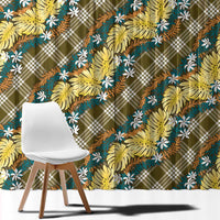 Polynesian Monstera Tiare Floral Window Curtain Yellow Tropical Plaid LT01 - Polynesian Pride