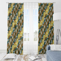 Polynesian Monstera Tiare Floral Window Curtain Yellow Tropical Plaid LT01 - Polynesian Pride