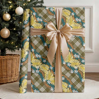 Polynesian Monstera Tiare Floral Wrapping Paper Yellow Tropical Plaid LT01 - Polynesian Pride