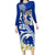 Northern Mariana Islands Commonwealth Day 2024 Family Matching Long Sleeve Bodycon Dress and Hawaiian Shirt Dolphin With Plumeria Flower LT01 Mom's Dress Blue - Polynesian Pride