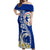 Northern Mariana Islands Commonwealth Day 2024 Off Shoulder Maxi Dress Dolphin With Plumeria Flower LT01 Women Blue - Polynesian Pride