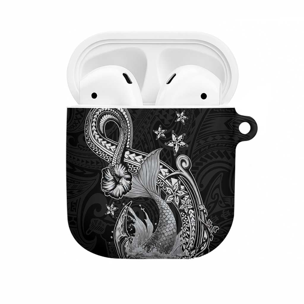 Hawaii Mermaid Monotone AirPods Case Polynesian Pattern Fish Hook LT01 Black - Polynesian Pride