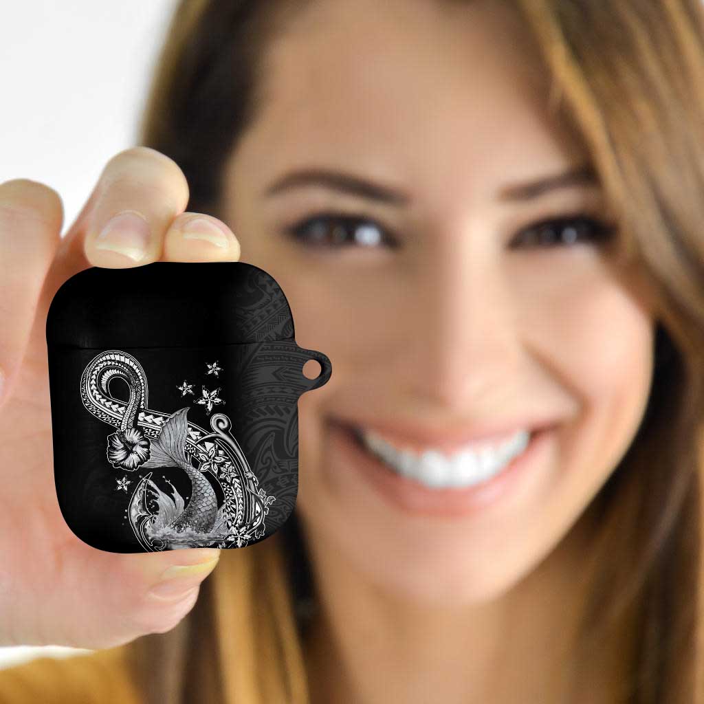 Hawaii Mermaid Monotone AirPods Case Polynesian Pattern Fish Hook LT01 - Polynesian Pride